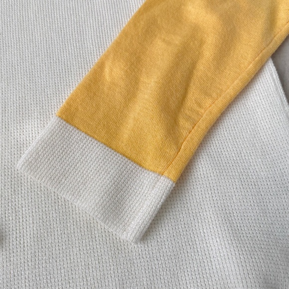 Orange and Off-White Colorblock Hooded Pullover Sweater - Picture 2 of 8